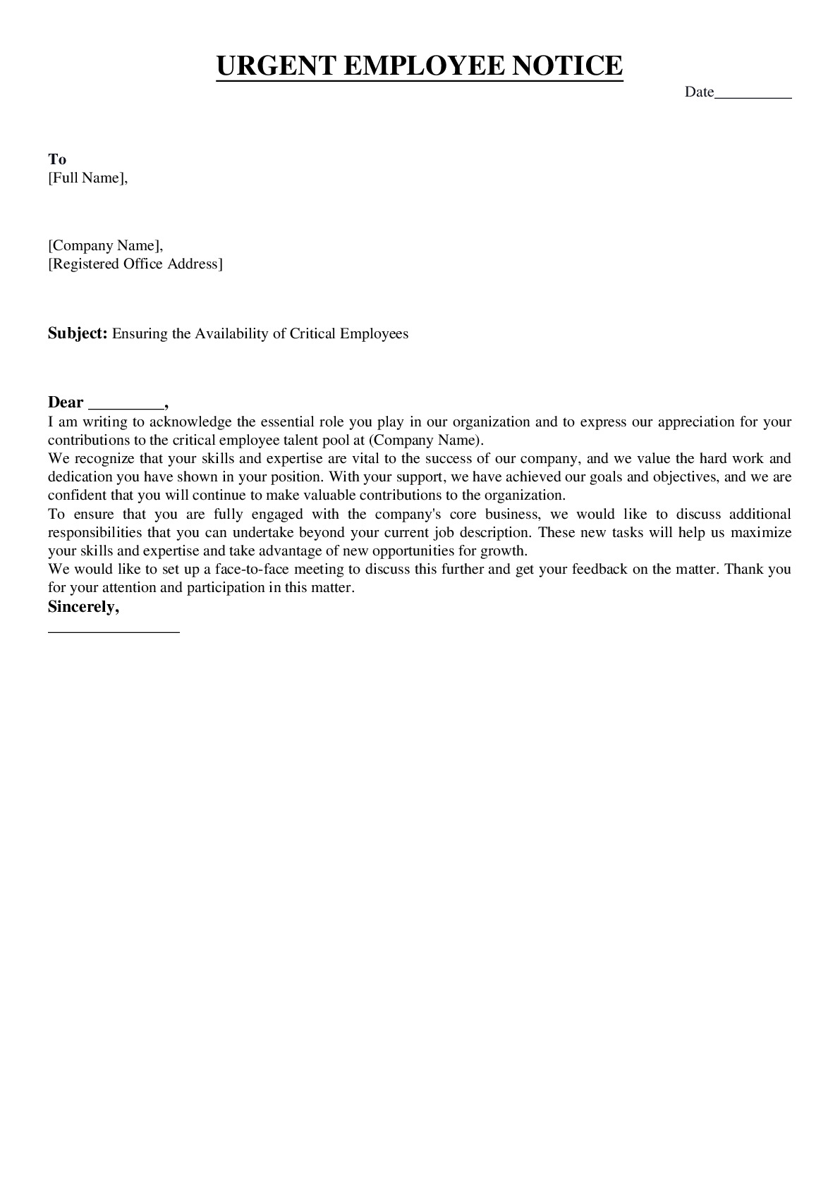 Urgent Employee Notice