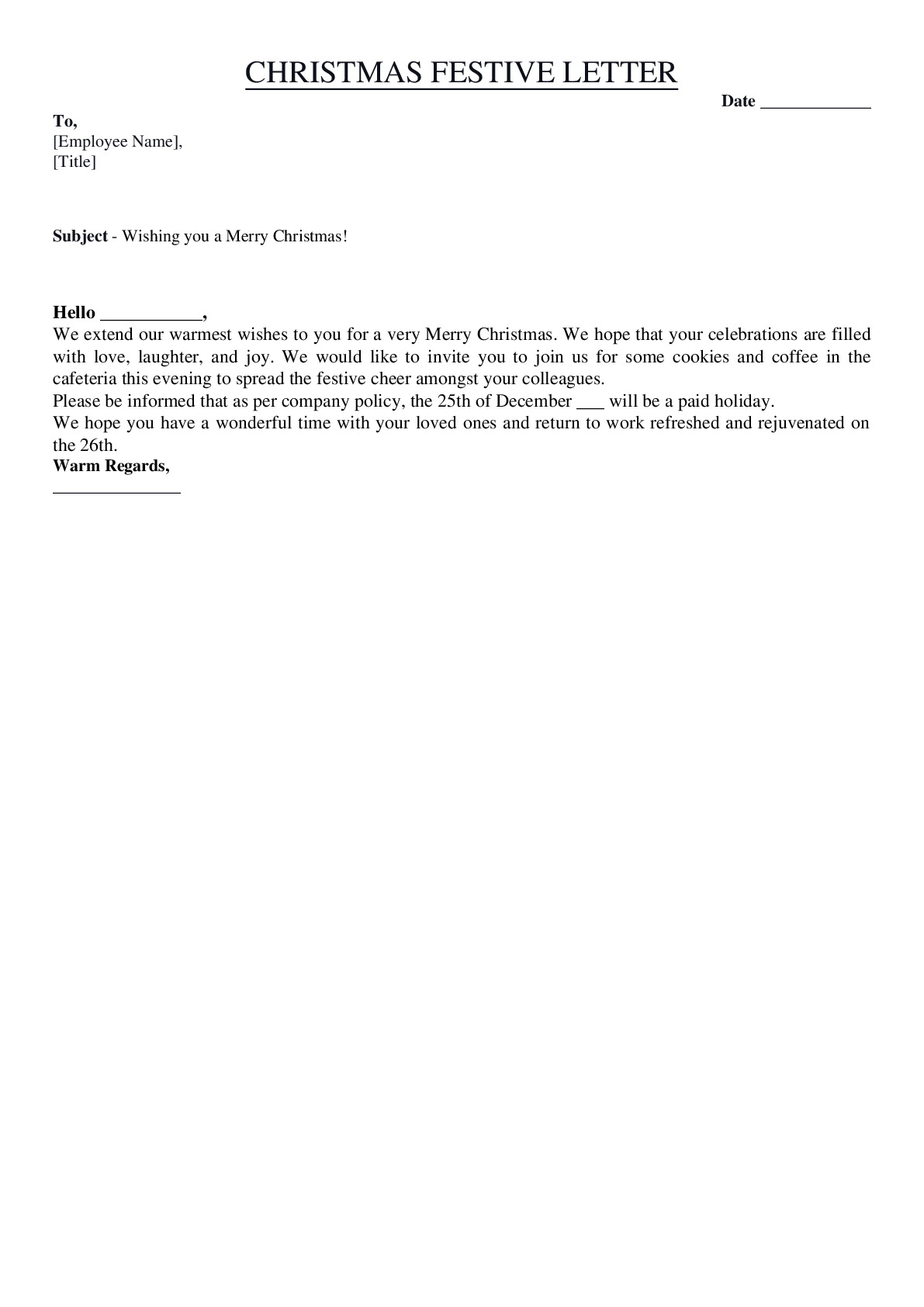 Christmas Festive Letter