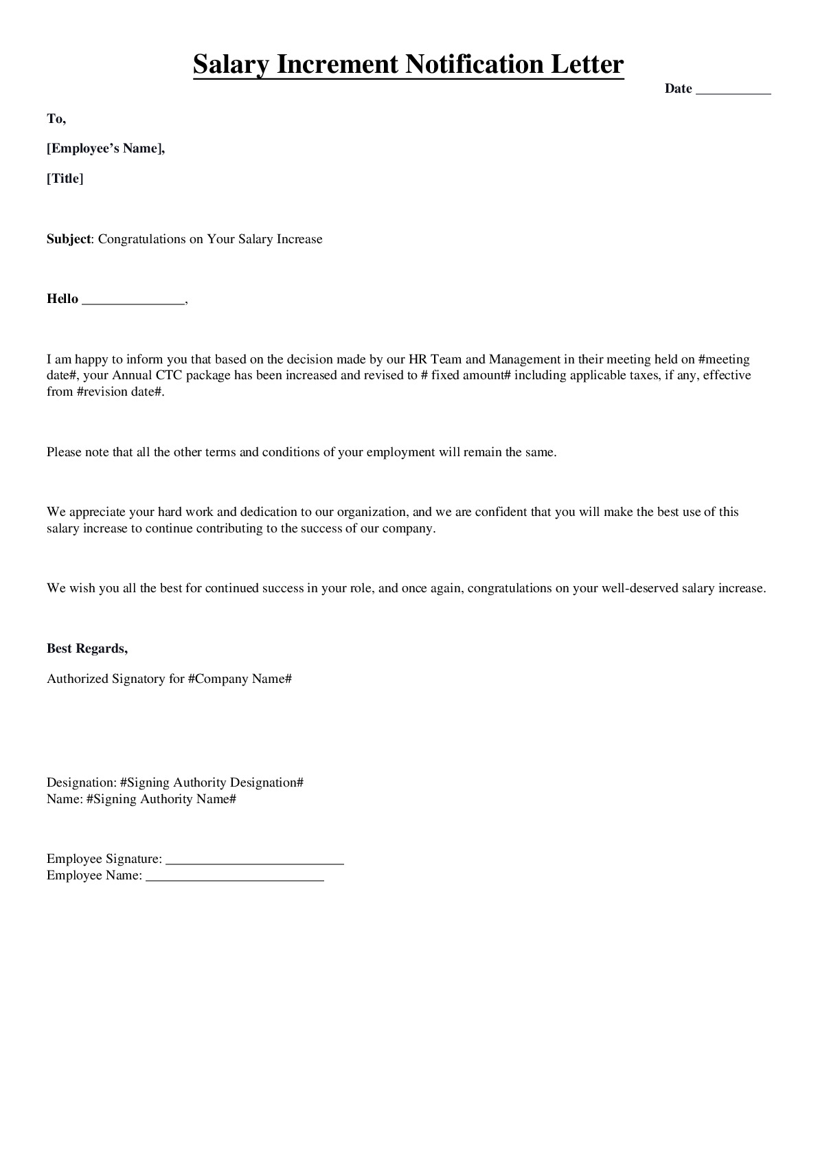 Salary Increment Notification