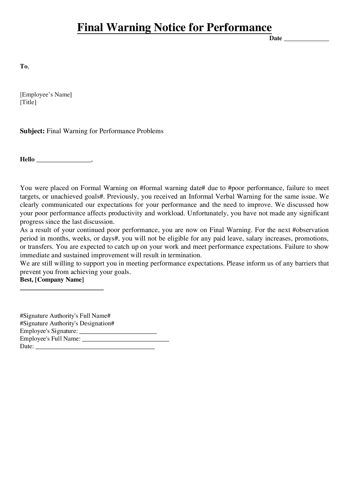 Performance Issue Notice