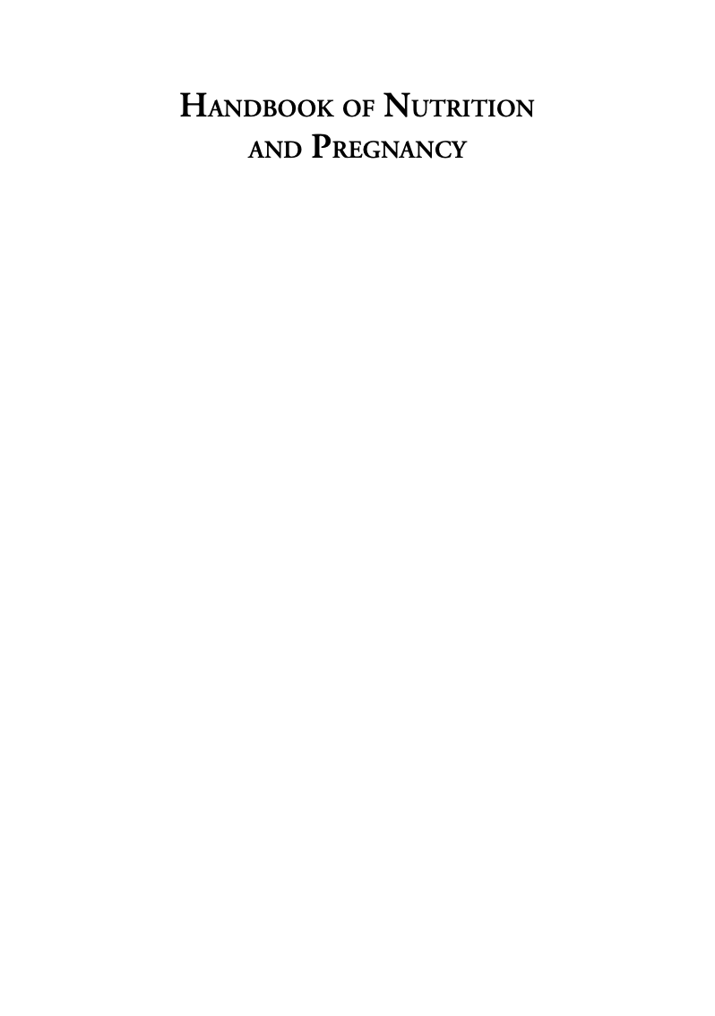 HandBook of Nutrition and Pregnancy