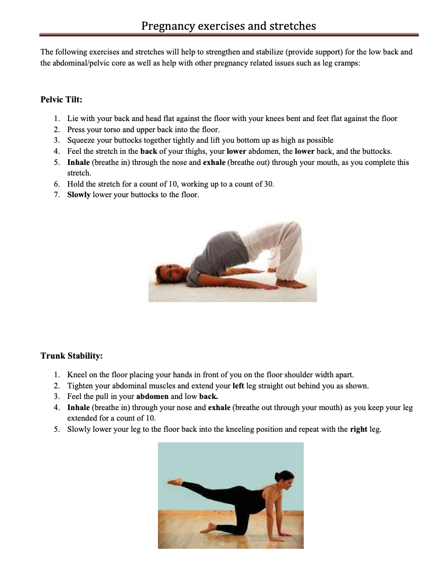 Pregnancy exercises and stretches