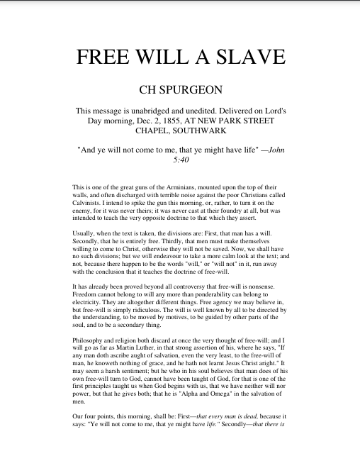 Free will a slave